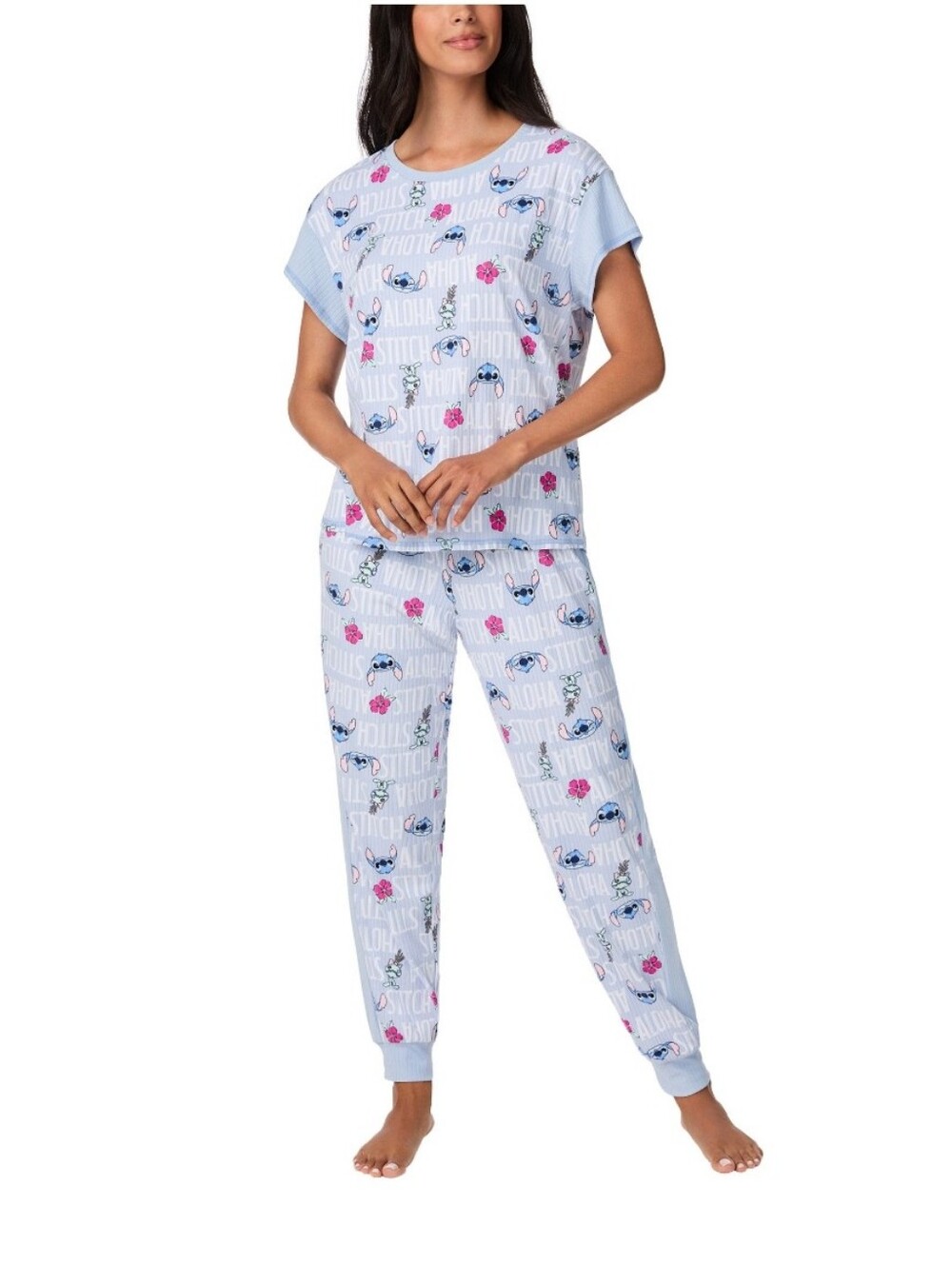 NEW! Disney Stitch Short Sleeve And Jogger Set Size XXL